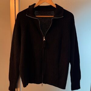 Womens Black Zipper Sweater